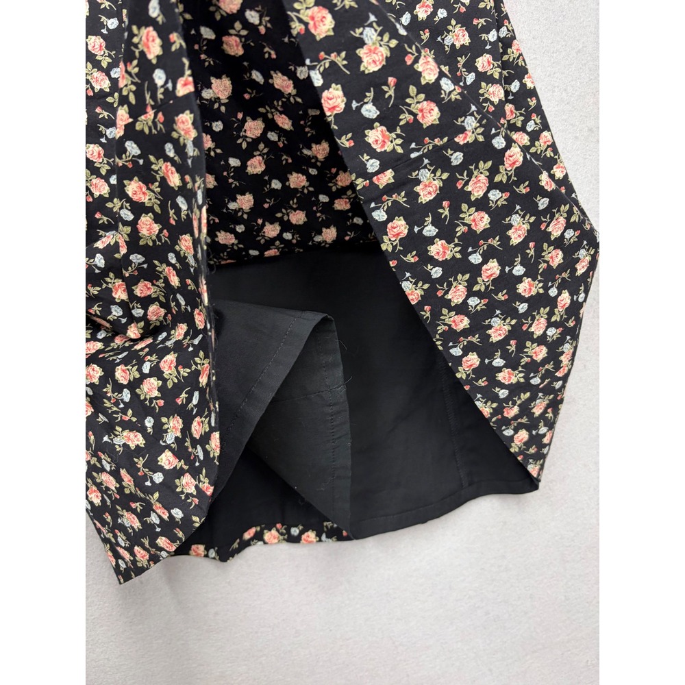 Shoshanna Strapless Dress Womens 2 Black Floral Rose Vintage 90s Mini Fit Flare - Picture 12 of 13